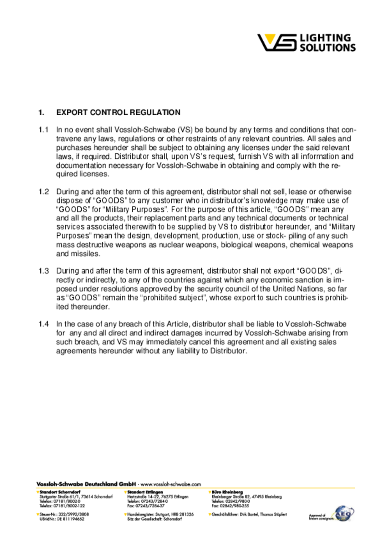Export control regulations