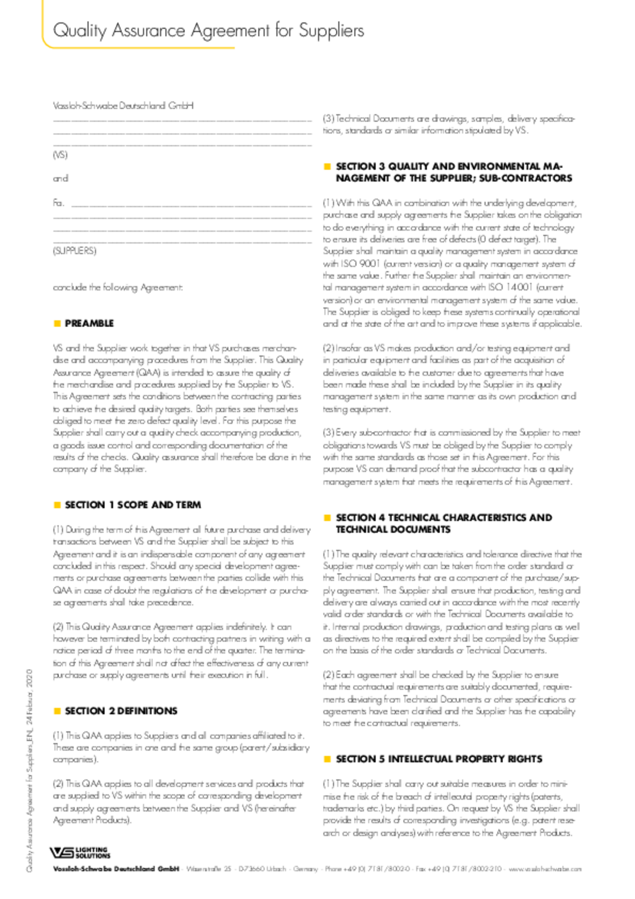 Quality Assurance Agreement (EN)
